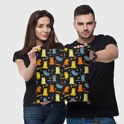 Подушка квадратная Смешные Котики, цвет: 3D-принт — фото 2