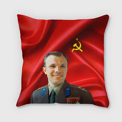 Подушка квадратная Юрий Гагарин, цвет: 3D-принт