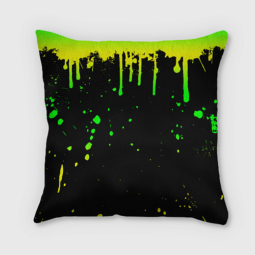 Подушка квадратная НЕОНОВЫЕ ПОДТЕКИ / 3D-принт – фото 2