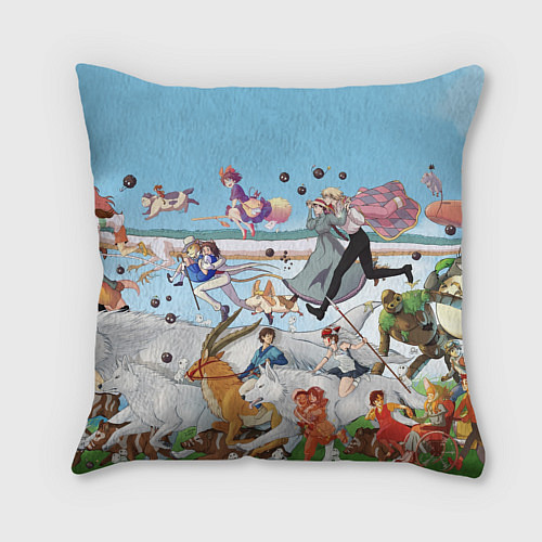 Подушка квадратная Studio Ghibli / 3D-принт – фото 2