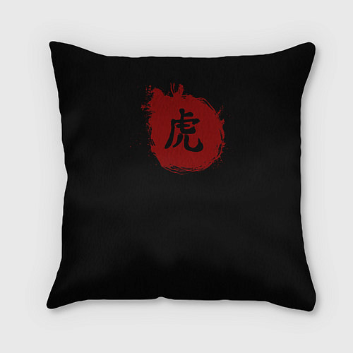 Подушка квадратная Японский Тигр иероглиф сзади / 3D-принт – фото 2