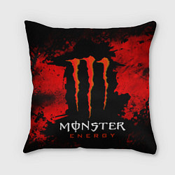 Подушка квадратная Red grunge monster energy, цвет: 3D-принт