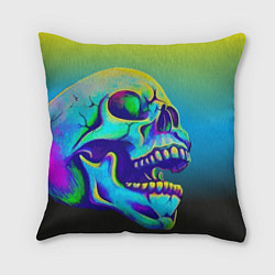 Подушка квадратная Neon skull, цвет: 3D-принт