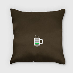 Подушка квадратная Батарейка заряд чашка кофе, цвет: 3D-принт