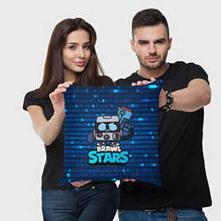 Подушка квадратная Virus 8 bit brawl stars Blue, цвет: 3D-принт — фото 2