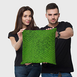 Подушка квадратная Зелёная чешуя, цвет: 3D-принт — фото 2