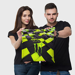 Подушка квадратная MONSTER ENERGY, цвет: 3D-принт — фото 2