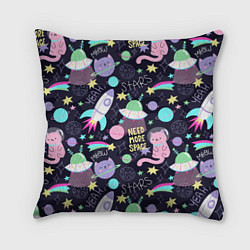 Подушка квадратная Коты-космонавты, цвет: 3D-принт