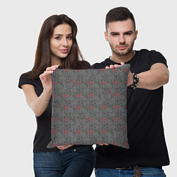 Подушка квадратная Котята, темно серые котята, цвет: 3D-принт — фото 2