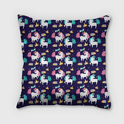 Подушка квадратная Unicorn pattern, цвет: 3D-принт