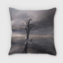 Подушка квадратная Черное древо и белый лис, цвет: 3D-принт