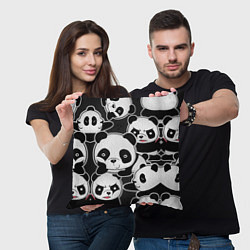 Подушка квадратная Смешные панды, цвет: 3D-принт — фото 2