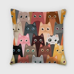 Подушка квадратная Котики мультяшные, цвет: 3D-принт