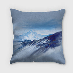 Подушка квадратная Серо-голубые горы, цвет: 3D-принт