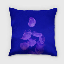 Подушка квадратная Медузы в синей глубине, цвет: 3D-принт