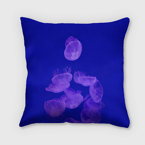 Подушка квадратная Медузы в синей глубине / 3D-принт – фото 2