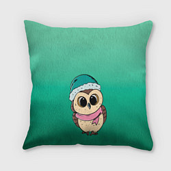 Подушка квадратная Сова в шапке и шарфике, цвет: 3D-принт