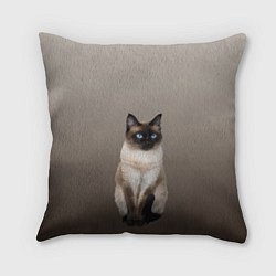 Подушка квадратная Сиамский кот голубые глаза, цвет: 3D-принт