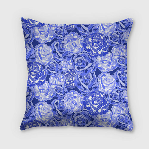 Подушка квадратная Голубые и синие розы / 3D-принт – фото 2