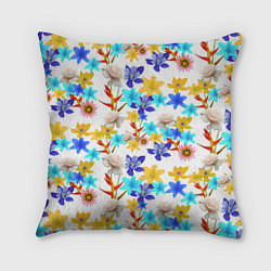 Подушка квадратная Узор из весенних цветов, цвет: 3D-принт
