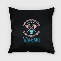 Подушка квадратная Valheim лого и цепи