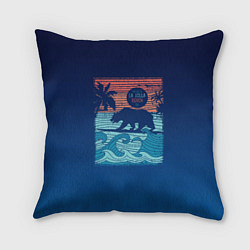 Подушка квадратная Медведь на серфинге, цвет: 3D-принт