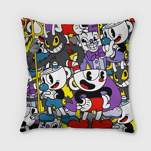 Подушка квадратная Cuphead главные герои / 3D-принт – фото 2