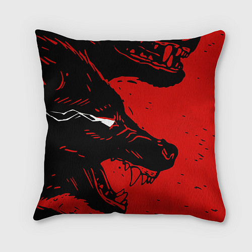 Подушка квадратная Красный волк 3D / 3D-принт – фото 2