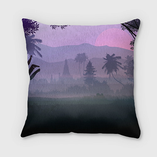 Подушка квадратная Forest at sunset / 3D-принт – фото 2