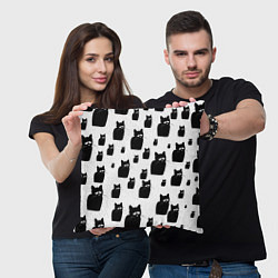 Подушка квадратная Принт из грустных черных котов, цвет: 3D-принт — фото 2