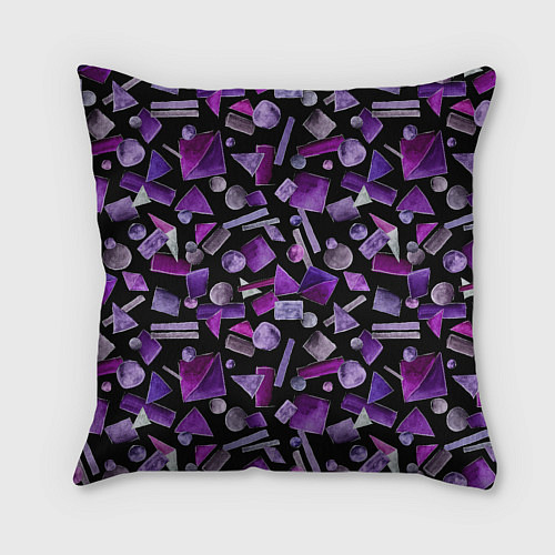 Подушка квадратная Геометрический фиолетовый / 3D-принт – фото 2