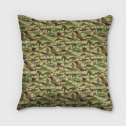Подушка квадратная Динозавры камуфляж / 3D-принт – фото 2