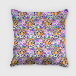 Подушка квадратная Тигр в цветах, цвет: 3D-принт