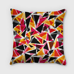Подушка квадратная Разноцветные треугольники, цвет: 3D-принт