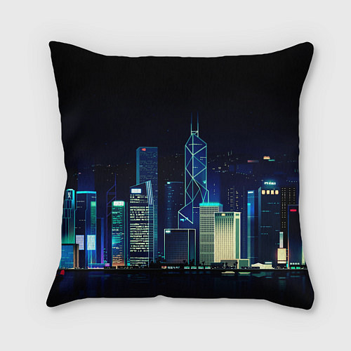 Подушка квадратная СВЕТЯЩИЙСЯ ГОРОД / 3D-принт – фото 2