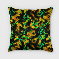 Подушка квадратная Абстрактный желто-зеленый узор, цвет: 3D-принт