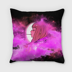 Подушка квадратная Аниме Девушка Розовый Космос, цвет: 3D-принт
