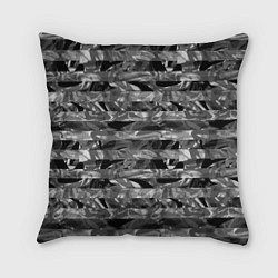 Подушка квадратная Черно -белый полосатый узор, цвет: 3D-принт