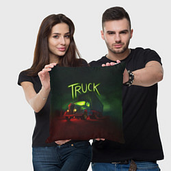 Подушка квадратная Truck neon, цвет: 3D-принт — фото 2