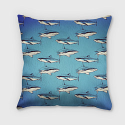 Подушка квадратная Акулы Паттерн, цвет: 3D-принт