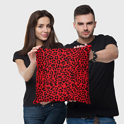 Подушка квадратная Леопард Красный, цвет: 3D-принт — фото 2