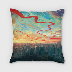 Подушка квадратная Токио красками, цвет: 3D-принт
