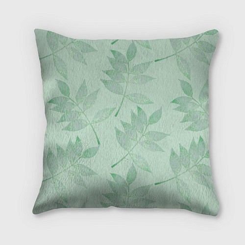 Подушка квадратная Зеленые листья / 3D-принт – фото 2