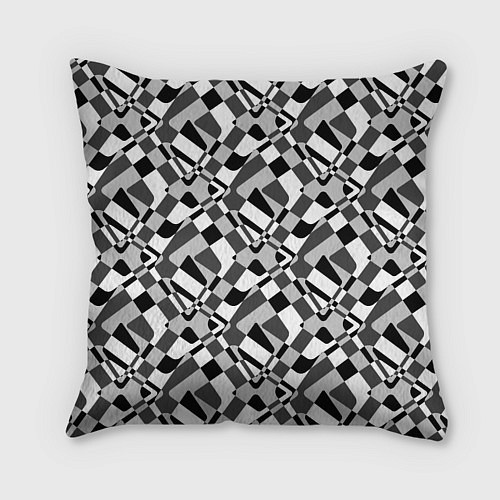 Подушка квадратная Черно-белый абстрактный узор / 3D-принт – фото 2