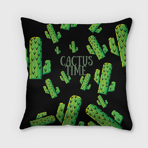 Подушка квадратная Cactus Time - Веселые кактусы / 3D-принт – фото 2