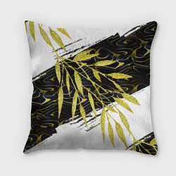 Подушка квадратная Абстракция с золотыми листьями, цвет: 3D-принт