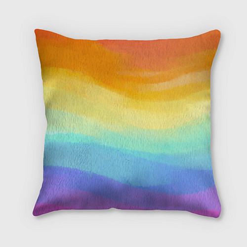Подушка квадратная РАДУЖНЫЕ ВОЛНЫ RAINBOW WAVES Z / 3D-принт – фото 2