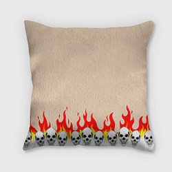 Подушка квадратная Черепа в Огне Бежевый, цвет: 3D-принт