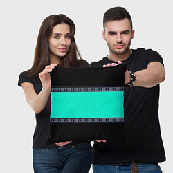 Подушка квадратная Черно-бирюзовый узор, цвет: 3D-принт — фото 2