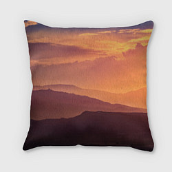 Подушка квадратная Закат в горах, цвет: 3D-принт
